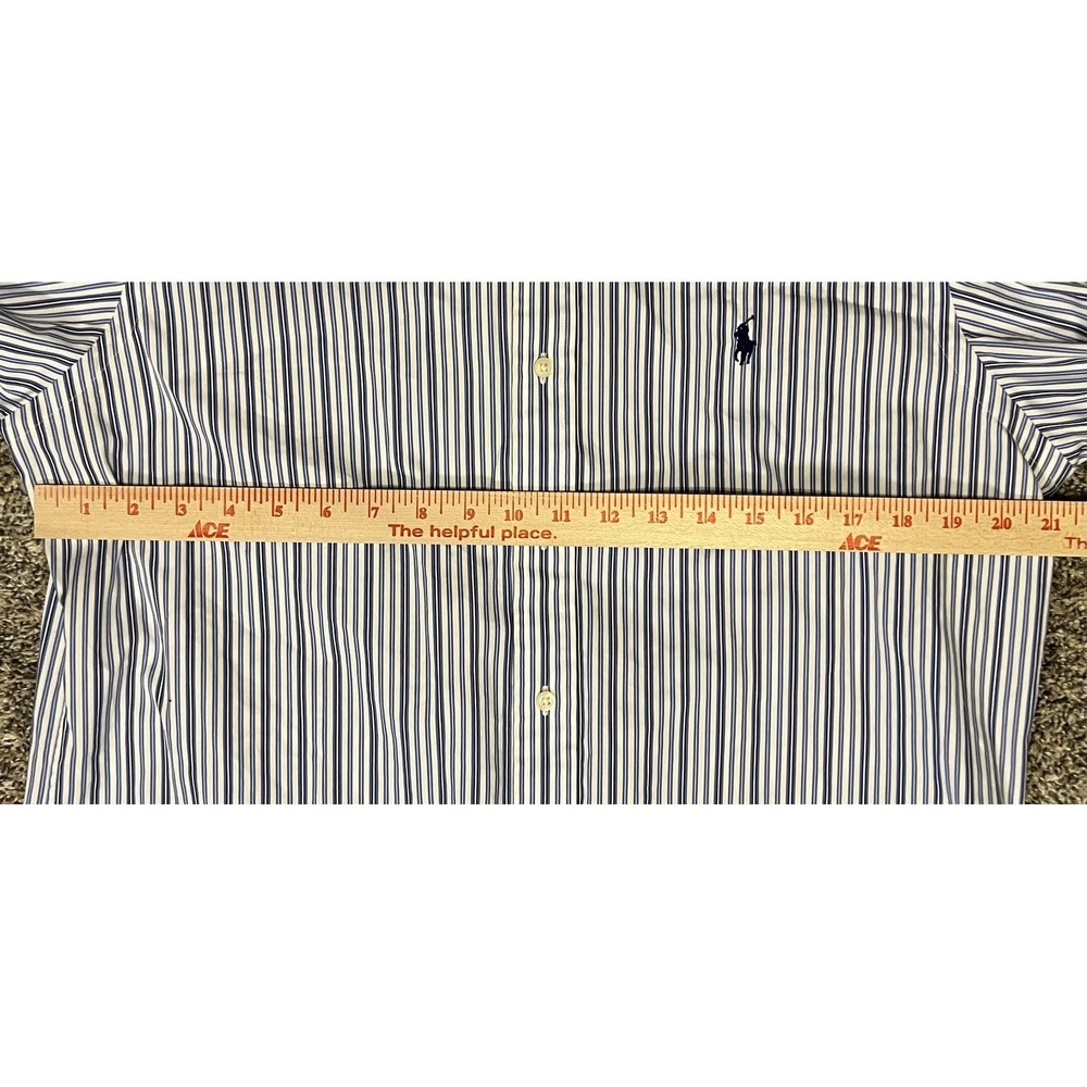 Ralph Lauren Shirt Mens Large Blue Stripe Custom Fit Button Down Long Sleeve - Picture 10 of 10